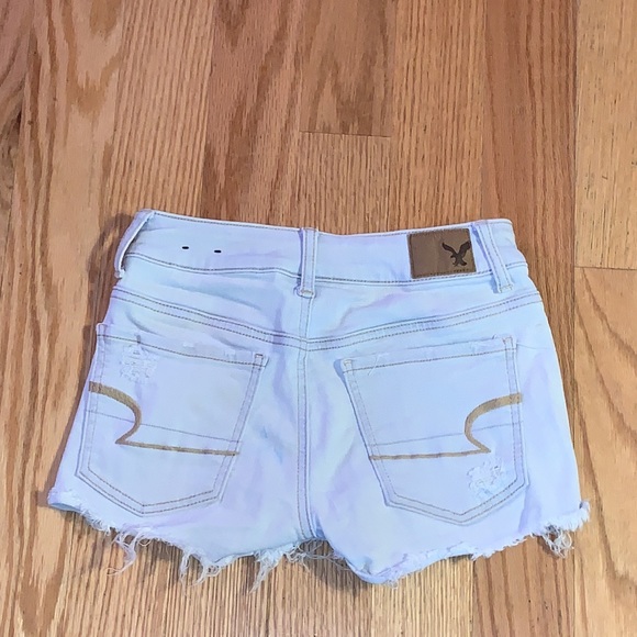 American Eagle Super Super Stretch Distressed Midi Shorts 00 - Picture 2 of 8